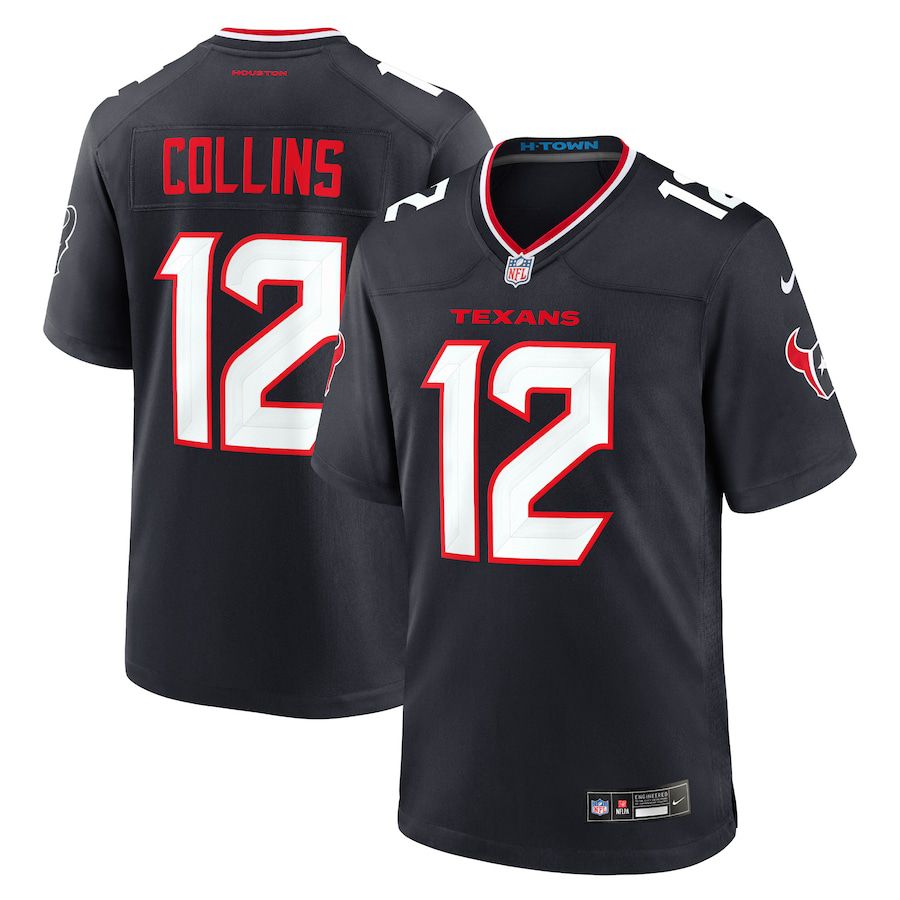 Men Houston Texans #12 Nico Collins Nike Navy Game NFL Jersey